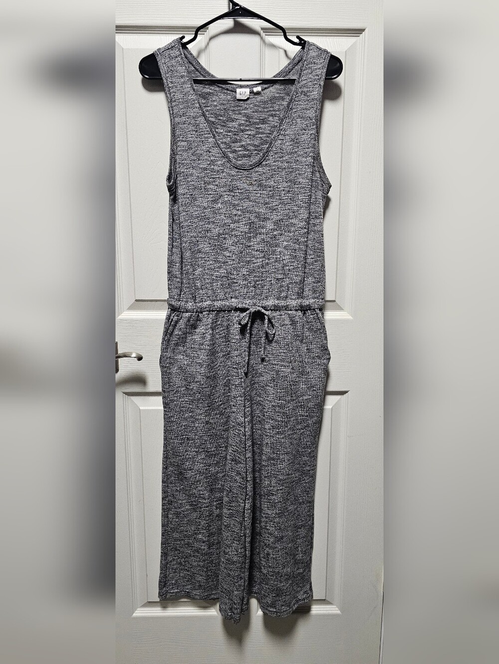 GAP Heather Gray Sleeveless Wide Leg Jumpsuit with Drawstring - Size Small